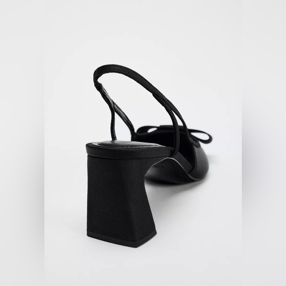 NWOT - Zara Slingback Heels with Bow - Picture 3 of 9